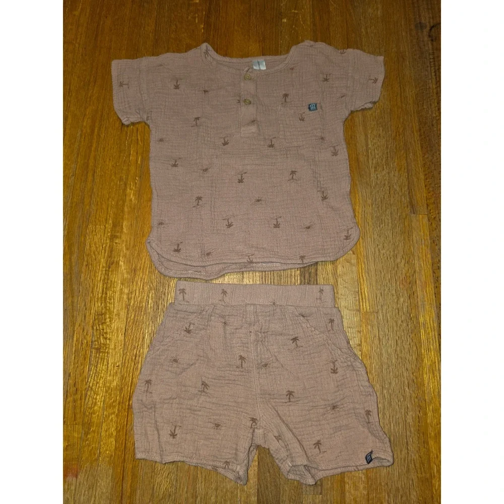 Modern Moments Gerber Toddler Girls 3T Clay Gauze Henley Shirt and Shorts Set